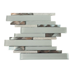 White Glass and Marble Silver Aliminum Stone Glass Mosaic Tile Random Z Pattern - Home Accessories & Decor
