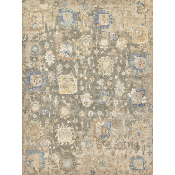 Essex Hand-Knotted Wool Brown/Gray/Blue Area Rug, 9'x12'