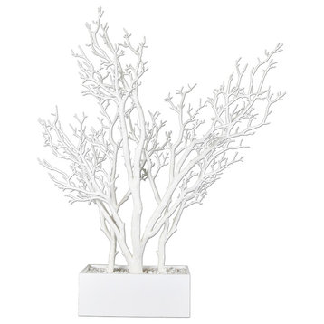 Dormant Tree With Wide Pot, White