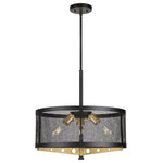 Forte - Forte 7119-03-62 Takoma, 3 Light Drum Pendant - The Takoma stem hung pendant with it's black meshTakoma 3 Light Drum  Black/Soft Gold Meta *UL Approved: YES Energy Star Qualified: n/a ADA Certified: n/a  *Number of Lights: 3-*Wattage:75w Medium Base bulb(s) *Bulb Included:No *Bulb Type:Medium Base *Finish Type:Black/Soft Gold