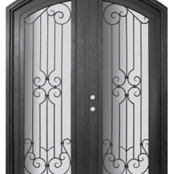 Milano 72x96 Arch Top Wrought Iron Double Door 14 Gauge Steel - Front Doors