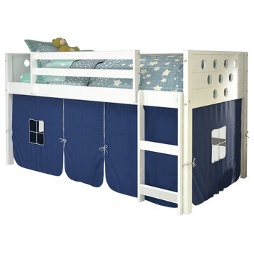 Donco Kids McDonald Low-Loft Bed With Blue Tent, Twin