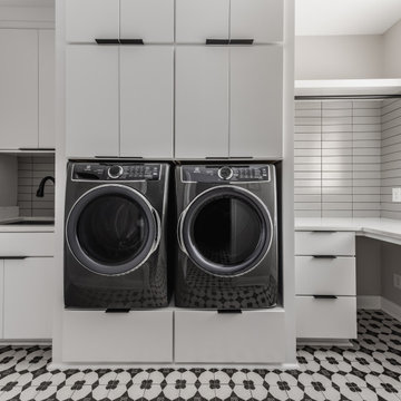 Carmel Laundry Room Remodel | Graphic Tile & Custom Cabinetry