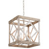 Farmhouse  Square wooden and metal Chandelier, 4-Lights