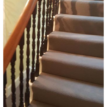 Brown Carpet Installation to Stairs