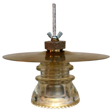 Insulator Light LED Pendant Brass Cymbal Hood 8", 120V/6W 500 Lumens