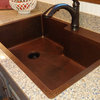 33" Hammered Copper Kitchen Single Basin Sink With Space For Faucet