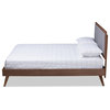 Ines Mid-Century Modern Light Gray Walnut Brown Wood Queen Size Platform Bed