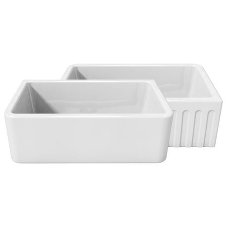 LaToscana Reversible, Fluted/Smooth Fireclay Sink, White, 30"