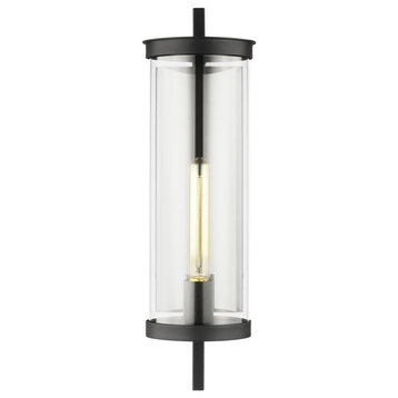 Eastham Wall Lantern, 1-Light, Textured Black, Clear Shade, 20.5"