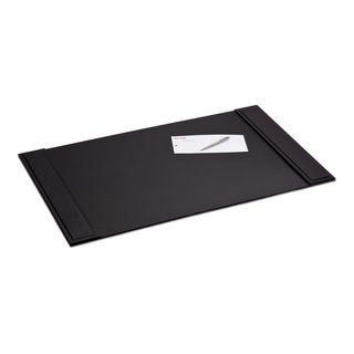 Black Leather 34 x 20 Desk Mat with Folding Side Rails – dacasso-inc