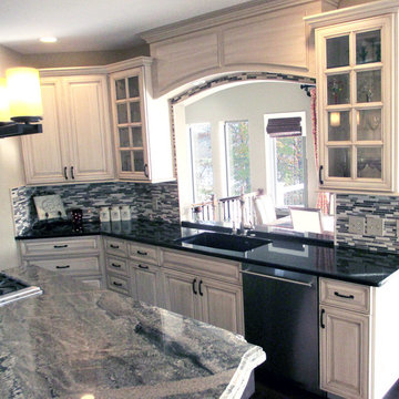 Cream painted cabinets with glaze