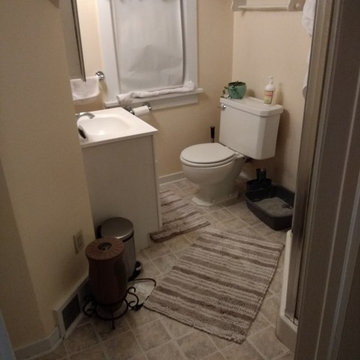 Dated and cramped bathroom