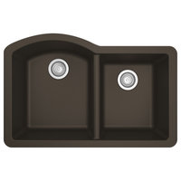 Karran Undermount Quartz 32" 60/40 Double Bowl Kitchen Sink, Brown