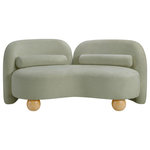 Meridian Furniture - Daphne Upholstered Chair/Loveseat/Sofa, Mint, Chenille Fabric, Loveseat - A cloud-like oasis of comfort, the Daphne mint chenille loveseat is a modern sensation. Its plush upholstery invites you to sink in and relax, while the curved design offers both support and opulence. The loveseat's unique silhouette is complemented by a choice of black or natural wooden legs, allowing you to customize it to your personal taste. Whether you're looking for a stylish accent piece or a comfortable spot to unwind, the Daphne loveseat is the perfect choice.