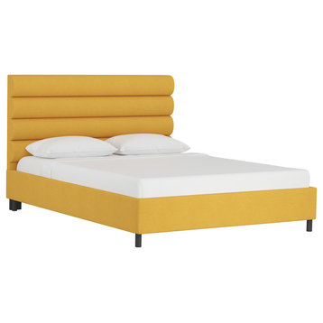 Ryann Channel Platform Bed, Linen French Yellow, Queen