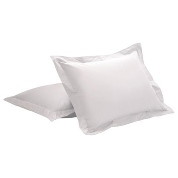 Cotton Twill Pillow Shams, Set of 2, White, King