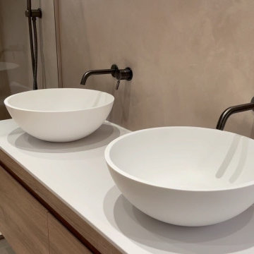 Contemporary Clarity: Vessel Sinks and Microcement