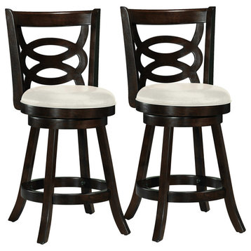 Woodgrove 38" Cappuccino Wood Barstool With Leatherette Seat, Set of 2