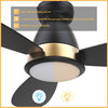 CARRO 52" Flush Mount Ceiling Fan with Dim Light and Remote 10 Speed, Black/Gold