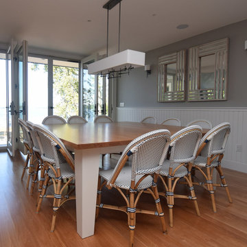 White Beadboard Kitchen in Family Lake House