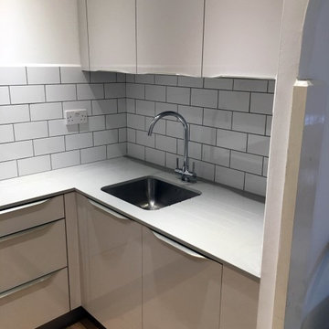 White High Gloss Kitchen with Low profile handles