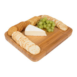 Trademark Innovations - Bamboo Cheese Serving Tray With Hide-Away Utensil Set - Cutting Boards