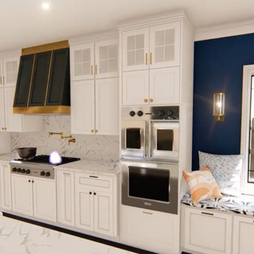 Traditional style Kitchen renovated with a White, dark, and Gold Transitional De