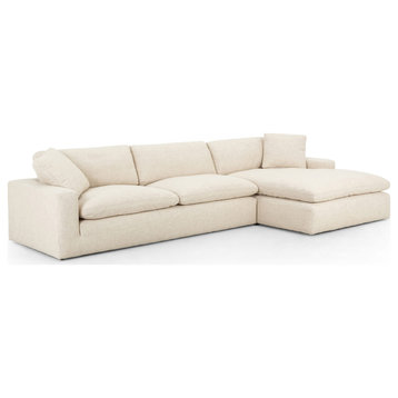 Plume 2 Piece Sectional 136 Right Arm Facing Chaise Thames Cream