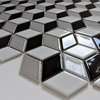 10.47"x12" Porcelain Mosaic Tile Sheet Paris Glossy Mix Black/White/Gray