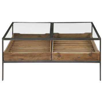 Uttermost Silas 40 x 18" Coffee Table, Reclaimed Pine and Aged Steel