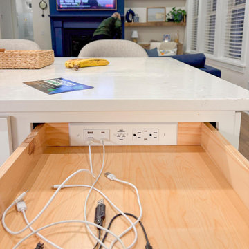 Modern Kitchen Island with Built-In In-Drawer Charging