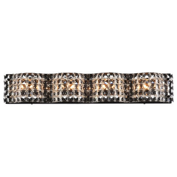 Oliver Light Bath Sconce, Black With Clear Crystals