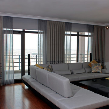 Modern Salon İçin Özel Tasarım Tül ve Fon Perde Uygulaması