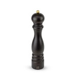 Peugeot - Peugeot Paris Classic Chocolate Pepper Mill 30cm/12" - Peugeot Paris Classic Chocolate Pepper Mill 30cm/12" - PM90425 Experts in the art of an absolute perfect pepper experience. Peugeot has revolutionized the pepper and salt mill industry since 1842. Peugeot??s two stage pepper grinding design has never been equaled. For pepper mills, hardened steel is preferred over stainless. Peugeot uses two size grooves, called Channeling and Grinding. The Channeling grooves, larger grooves are designed to line up the peppercorns to crack them. While the Grinding grooves, smaller grooves do the actual fine grinding. For Paris Classic mills, the grind is adjusted by turning the top nut. Mills are made using high quality beech wood. For Pepper use only, salt is never to be placed in pepper mills. Salt is highly corrosive and can easily corrode the steel mechanisms. Matching salt grinder versions available also.