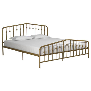 Novogratz Bushwick Metal Bed, Gold, King