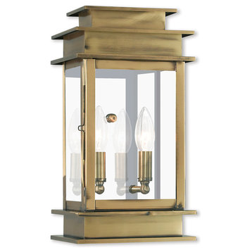 Princeton 2-Light Wall Lantern, Antique Brass