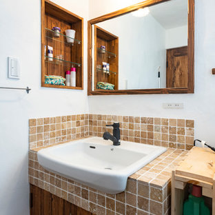 75 Beautiful Stone Tile Powder Room With Travertine Countertops Pictures Ideas August 21 Houzz