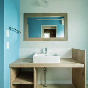 75 Beautiful Cement Tile Floor Powder Room With Laminate Countertops Pictures Ideas October 21 Houzz