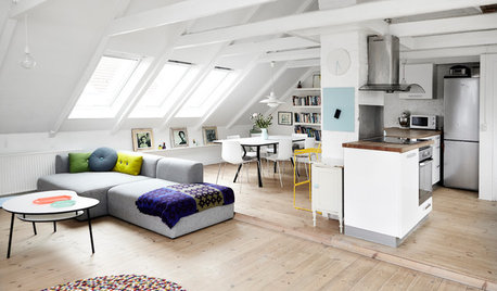 My Houzz: Uplifting Bold Colour in a Light White Scandi Apartment