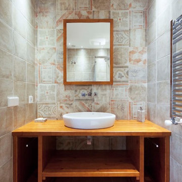 Mueble de baño rustico a medida en madera maciza