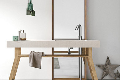 Modernes Badezimmer mit Beton-Waschbecken/Waschtisch in Sonstige
