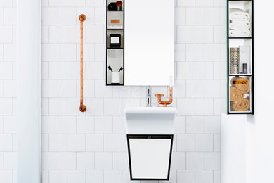 Inspiration för ett minimalistiskt badrum