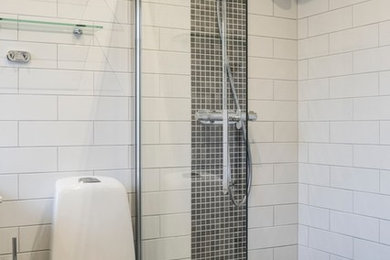 Cette image montre une salle de bain nordique.