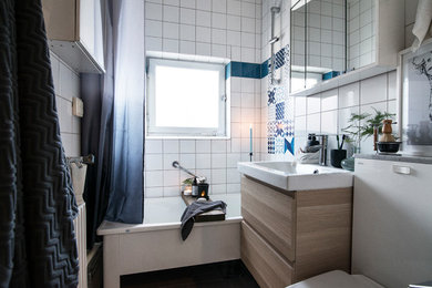 Aménagement d'une salle de bain scandinave.