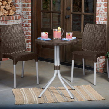 Chelsea Outdoor Patio Garden Table and Chair Set by Keter, Brown