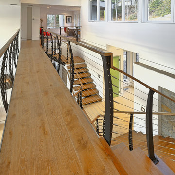 Custom Modern Stairs and Bridge to Loft