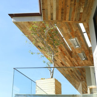 Balcony - large contemporary glass railing balcony idea in Orange County
