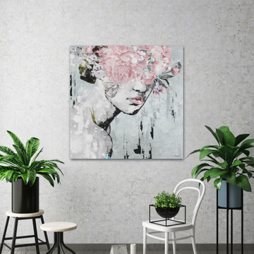 "Pink Flower Bloom" Painting Print on Wrapped Canvas