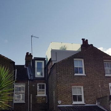 Rear exterior view in Juer Street loft conversion and roof terrace project